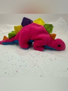 Plush Pink Rainbow Stegosaurus Kids Toy